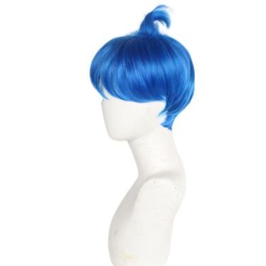 Imagem de Peruca de cosplay azul curta para personagem Inside Out 2 Joy 18cm - y