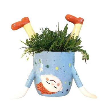 Imagem de Suporte de mão Flowerpot Creative Cartoon Girl em resina 1 kg 20 cm - 