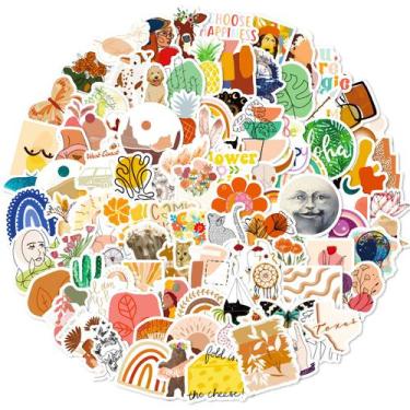 Imagem de Pacote de adesivos Boho Aesthetic, 100 peças de vinil à prova d'água -