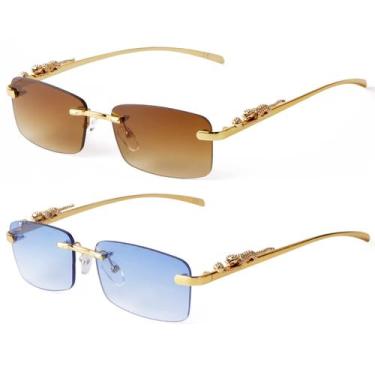Imagem de Gafas de sol SDINM rectangulares azules sin montura para hombres y muj