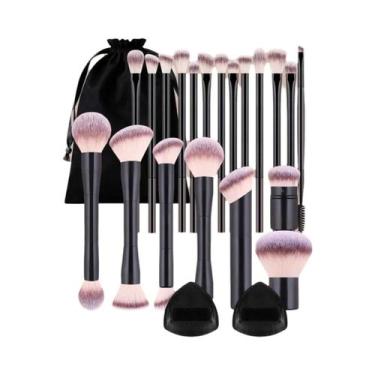 Imagem de Conjunto De 22 Pincéis De Maquiagem Profissionais Com Bolsa De Veludo,