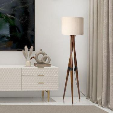 Imagem de Luminária De Chão Belíssima Bivolt Moderna Com Pés De Madeira Maciça, 