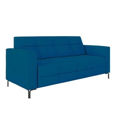 Imagem de Sofá Living Decorativo Houston 2 Lugares 200cm Pés em Metal Veludo Azul G33 - Gran Belo
