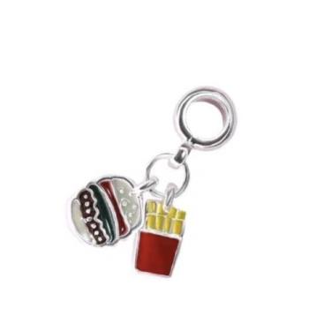 Imagem de Pingente Hambúrguer e Batata Banho Prata Pulseiras Berloques - Pulseir