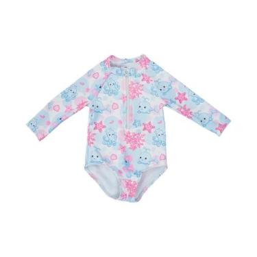 Imagem de Maiô De Manga Longa Para Bebê Princesa Com Proteção UPF50+, Moda De Ve