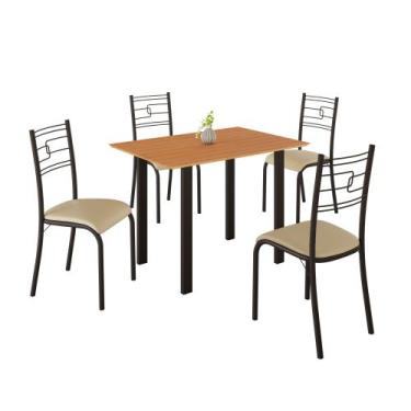 Imagem de Conjunto Sala de Jantar Mila 4 Cadeiras Ella Preto c/ Creme - Casa e C