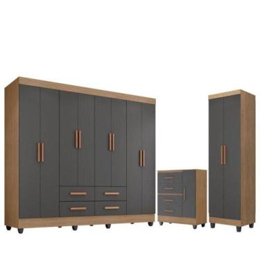 Imagem de Guarda Roupa Casal Porto Com Cômoda Lite 4 Gavetas 01 Porta E Armário 