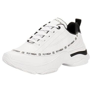 Imagem de Tênis feminino chunky ramarim 2574201, Branco, Preto, 38