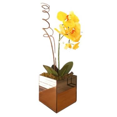Imagem de Arranjo de flor orquidea com vaso espelhado - Eli presentes e decoraçõ