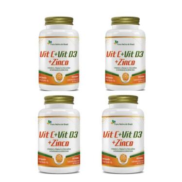 Imagem de Kit 4 Vitamina C + Vitamina D3 + Zinco 4x60 cps Flora Nativa - Flora N