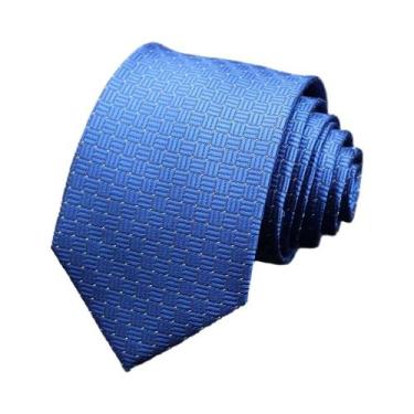 Imagem de Gravata Masculina Xadrez Azul, Preta E Vermelha Fina Para Casamento E 