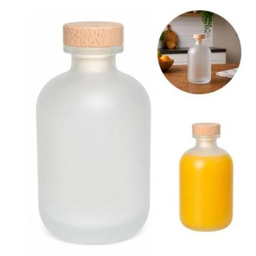 Imagem de Garrafa de Vidro Fosco 250ml Tampa Madeira Premium - Freecom