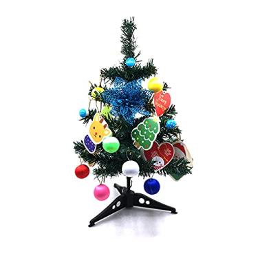 Imagem de CYzpf Árvore de Natal Combo 45/60 cm Mini artificial com ornamentos de luzes Decoração de Natal para decorações de hotéis de casa de férias, azul, 60 cm