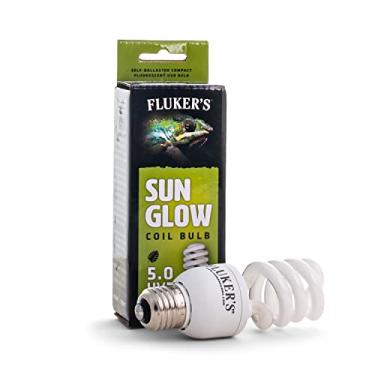 Imagem de Fluker's Lâmpada de bobina fluorescente Sun Glow 5.0 UVB para répteis tropicais, luz de calor de répteis estimula a síntese natural de vitamina D em répteis cativos, 13 watts
