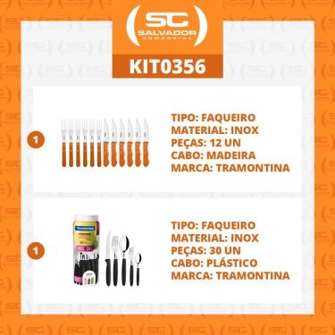 Imagem de KIT - Jogo De Churrasco Inox 12 Peças Dynamic + 1 Faqueiro 30pç - Tramontina