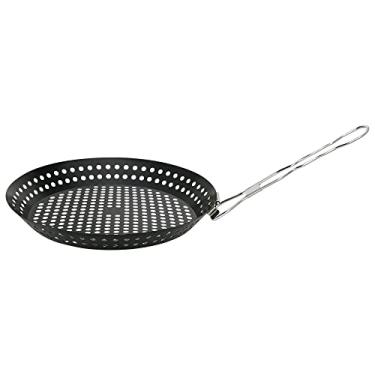 Imagem de Mimo Style Panela Grill Para Churrasqueira 54cm, Feita Inteiramente de Aço Inoxidável na Cor Preta. Perfeito Para Separar Carnes, Vegetais ou Legumes do Restante dos Alimentos na Grelha