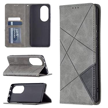 Imagem de For Huawei P50 Pro Rhombus Texture Horizontal Flip Magnetic Leather Case with Holder & Card Slots