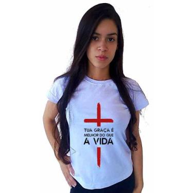 Imagem de Camiseta Feminina Baby Look Evangelica Cruz Tua Graça É Vida - Adquiri