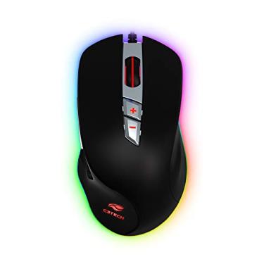 Imagem de Mouse Gamer C3Tech USB Bellied RGB Sensor Avago 3325 Botão de Regulagem DPI 7 Botões 7000 DPI USB Gold Macro por Software Preto - MG-700BK