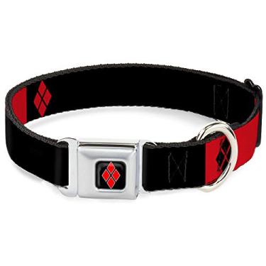 Imagem de Buckle-Down Coleira para cães com fivela de cinto de segurança – HARLEY QUINN/Diamantes Preto/Vermelho/Branco – 2,5 cm de largura – Serve para pescoços de 38 a 66 cm – Grande