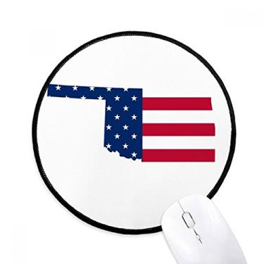 Imagem de Oklahoma USA mapa estrelas listras formato bandeira mousepad desktop escritório tapete redondo para computador