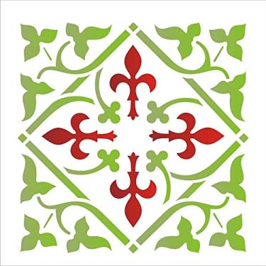 Imagem de Stencil de Plástico para Pintura OPA 14 x 14 cm - 1367 Ladrilho Ponteiro