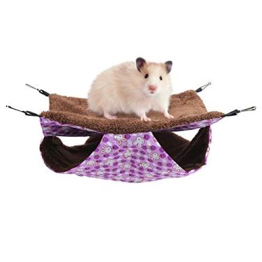 Imagem de Squirrel Hammock,Double Layer Hamster Nest, Hamster Sleeping Bag,Hamster Habitat Hanging House for Squirrel Chinchilla Guinea Pig Purple Rabbit(S)