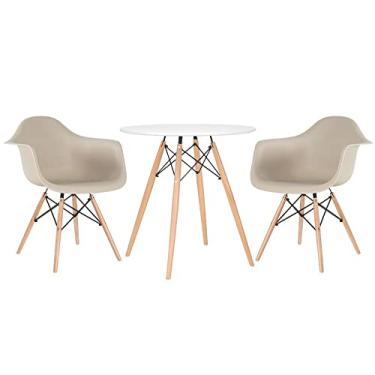 Imagem de Kit - Mesa Eames 70 cm branco + 2 cadeiras Eiffel Daw com braços nude