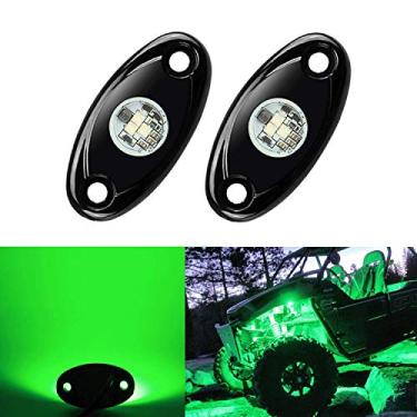 Imagem de 2 Pods LED Rock Lights, Ampper Waterproof LED Neon Underglow Light for Car Truck ATV UTV SUV Offroad Boat Underbody Glow Trail Rig Lamp (Green)