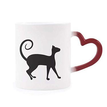 Imagem de Caneca sensível ao calor com desenho de animal de gato preto que muda de cor vermelha