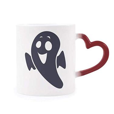 Imagem de Caneca Sensível ao Calor Pequeno Diabo Emaciado Halloween Caneca Vermelha Mudança de Cor