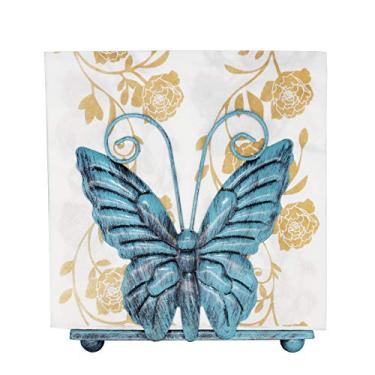 Imagem de Suporte de guardanapo de borboleta de metal para cozinha com dispensador de lenços independente., Turquoise Style, One Size, 1