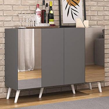 Imagem de Aparador Buffet com Espelho e Pés Retrô Vegas Multimóveis Grafite/branco