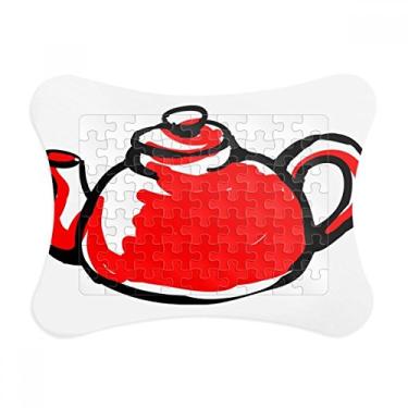 Imagem de China — bule de chá chinês tradicional com moldura de quebra-cabeça para decoração de imagem