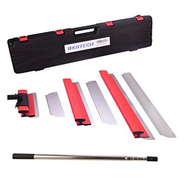 Imagem de BXGTECH Ferramentas de drywall lâmina de desnatação com cabo de extensão - lâminas de 30,5 cm, 50,8 cm e 81,3 cm com 2 lâminas de 0,3 mm, tampas de extremidade de ferramentas de construção, placa de