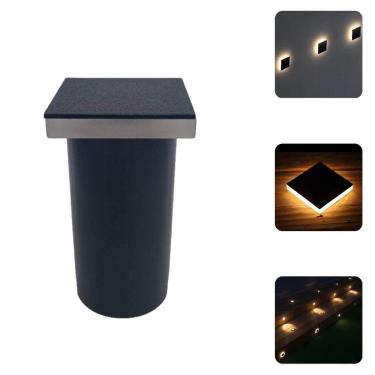 Imagem de 2 Luminárias Balizadores Spots Quadrados Led Em PVC De 3W Luz Branco Quente De Embutir...