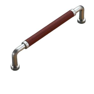 Imagem de Puxadores de gaveta para móveis de armário Puxadores de cozinha para maçaneta de porta de armário Maçaneta de cozinha Derme de couro Liga de zinco, couro marrom, 128