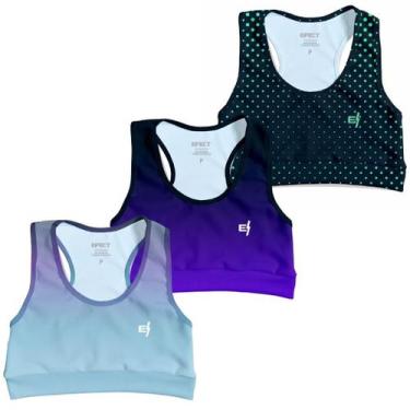 Imagem de Kit 3 Cropped Top Para Treino Feminino Musculação Roupa De Academia Co
