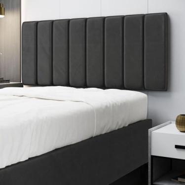 Imagem de Painel Nashira 140 Veludo Aradecor, Chumbo, CASAL PADRãO