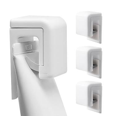 Imagem de MultiValue 4 peças de suporte de pasta de dente, clipe de limpeza facial, ganchos de parede adesivos para pendurar toalha de limpeza chaveiro, ganchos autoadesivos, suporte de montagem à prova d'água,