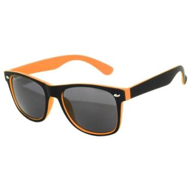 Imagem de Óculos de sol masculino retrô vintage com armação de dois tons para lentes de fumaça e proteção UVB UVA, Laranja, Medium