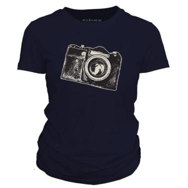 Imagem de Camiseta feminina - Câmera Fotográfica - DASANTIGAS, Navy blue, Navy b