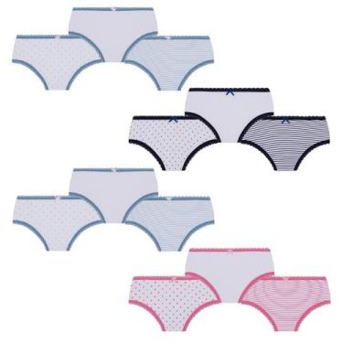 Imagem de Kit 12 Calcinha Lobinha Infantil Kids Lupo Algodão Estampada, Azul ros