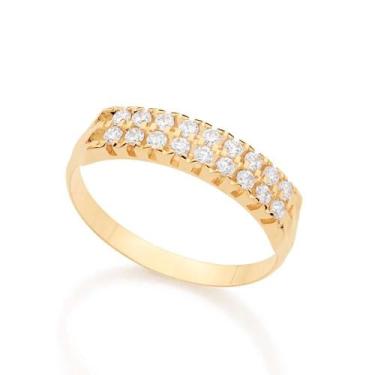 Imagem de Meia Aliança Rommanel Folheado a Ouro com Zircônia 512367, 24