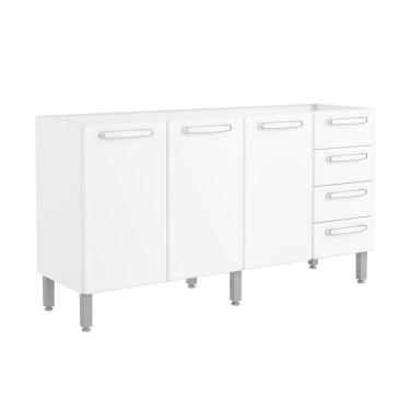 Imagem de Gabinete P- Pia Cozinha Balcão Evidence 7028 C- 3 Portas E 4 Gavetas S- Tampo 160cm Branco - Bertolini