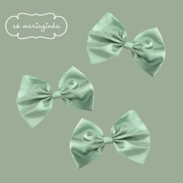 Imagem de Laço Decorativo de Cabelo Com 3 unidades: Verde Chá - Só Mariazinha, Ú
