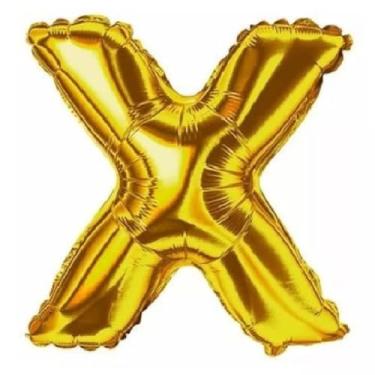 Imagem de Balão Metalizado Decorativo Letra X, 100 cm, Dourado, para Festas e Aniversários
