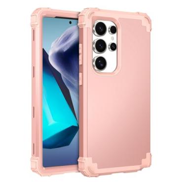 Imagem de Capa de telefone para Samsung Galaxy S25 Ultra 5G capa rígida à prova de choque de silicone macio amortecedor híbrido de três camadas com aderência resistente celular protetora robusta S25Ultra 25S S