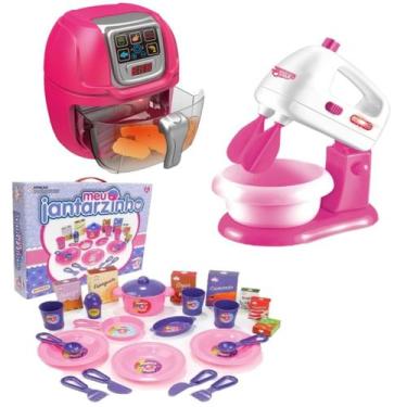Imagem de Fritadeira Brinquedo Cozinha Infantil + Meu Jantar Batedeira - DM Toys