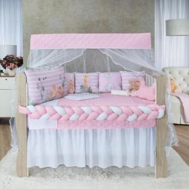 Imagem de Kit Berço Padrão Sublimado Almofadinha 12 Peças Americano Enxoval Comp